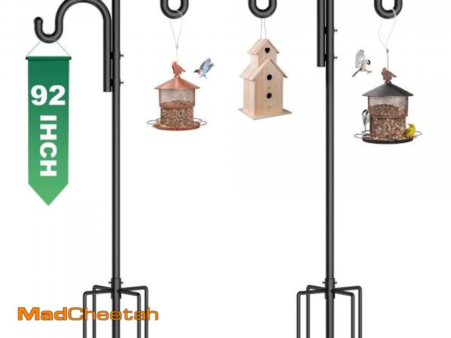 Lot 74-12110355 - 2PCS Double Shepherds Hooks for Outdoor, 92Ã¢â¬Â Heavy Duty Adjustable Height Hooks Two Sided Gard...