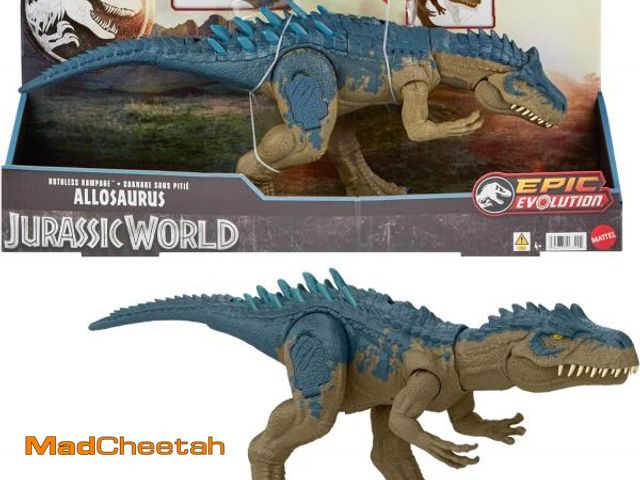Lot 74-12399940 - Mattel Jurassic World Ruthless Rampagin Allosaurus Dinosaur Toy, Action Figure with Continuous Chomp...