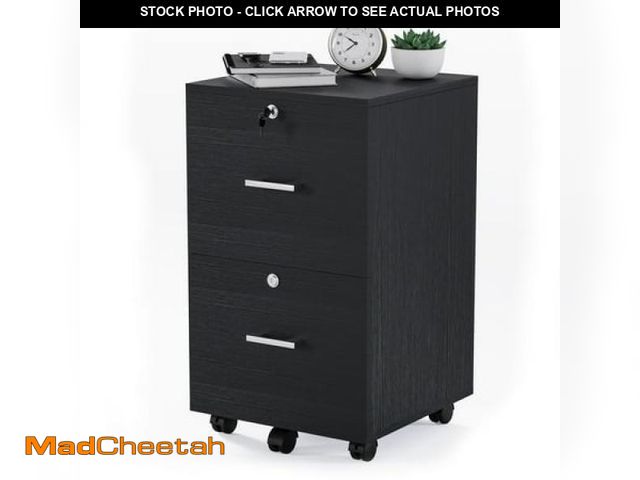 Lot 74-12419903 - Ktaxon 2-Drawer Rolling Wood File Cabinet with Lock  Portable Vertical Mobile Wooden Storage  Busine...