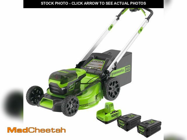 Lot 74-13507813 - Greenworks 60V 21" Brushless Self-Propelled Battery Powered Lawn Mower + (2) 4.0Ah Batteries &amp; D...