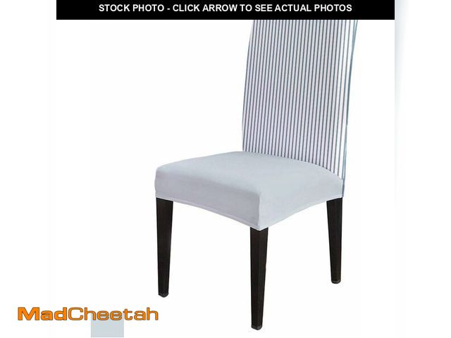 Lot 74-11557089 - Stretch Chair Cover Dining Room Chair Covers Set of 4 Simple Pinstripe Light Blue and White Removabl...