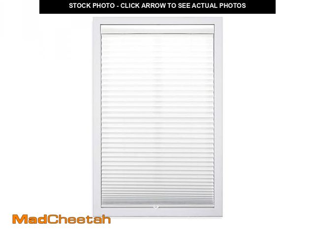 Lot 74-12396548 - DEZ FURNISHINGS Cordless 1" Light Filtering Pleated Shade, Fabric, 22"W x 64"H, White - UNUSED
