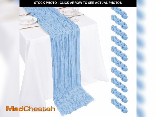 Lot 74-14329627 - 10 Pack Light Blue Cheesecloth Table Runner 17x108 Inch Boho Gauze Cheese Cloth Table Runners for We...