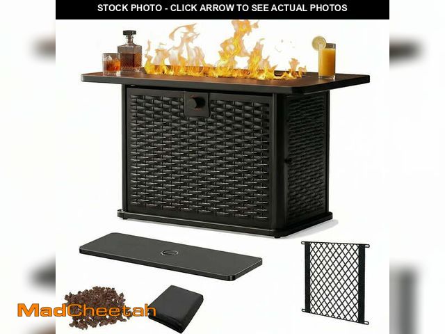 Lot 74-14243894 - 43" Rectangular Propane Fire Pit Table - 60,000 BTU Gas Fire Pit with Waterproof Cover &amp; Lava Ro...