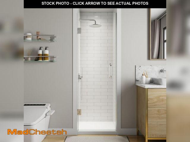 Lot 74-12105602 - Comfystyle 24-24 3/16 in.W x 72 in.H Frameless Pivot Hinged Shower Door, 3/8 in.(10mm) Clear Glass P...