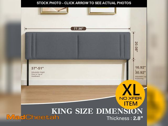 Lot 74-13818101 - JONPONY Upholstered King Headboard,Solid Wood Head Board with Linen Fabric,Adjustable Height Headboa...