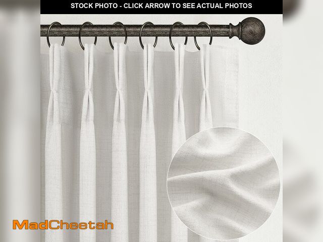 Lot 74-13547199 - Pinch Pleated Beige White Sheer Curtains 84 Inches Long, Light Filtering Linen Blend Neutral Boho Fa...