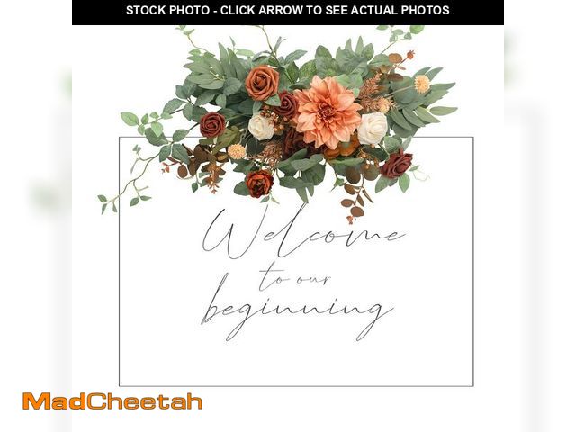 Lot 74-12974564 - Ling's Moment Fall Wedding Floral Swag Welcome Sign Artificial Flowers Backdrop Garland Terracotta O...
