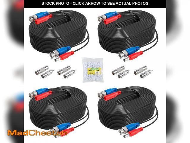 Lot 74-12432718 - ANNKE 4 Pack 30M/100ft All-in-One Video Power Cables, BNC Extension Surveillance Camera Cables for C...