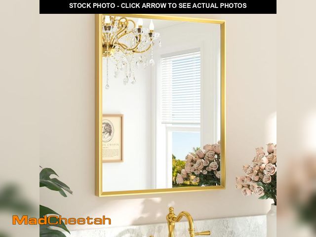 Lot 74-12096542 - TETOTE Brushed Gold Bathroom Mirror 24" x 30" Brushed Gold Brass Rectangle Beveled Framed Bathroom V...
