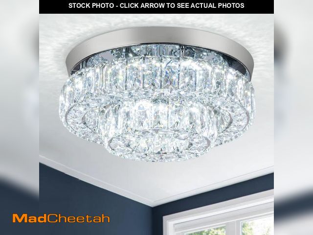 Lot 74-11979145 - HongnuoFc 12 Inch Crystal Chandelier LED Ceiling Light 2 Tier Flush Mount Ceiling Light Fixtures Mod...