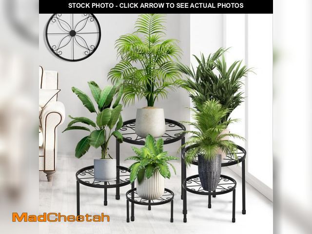 Lot 74-12304576 - CADANI 5-Pack Metal Plant Stands for Outdoor Indoor, Anti-Rust Iron Flower Pot Stand, Heavy Duty Pla...