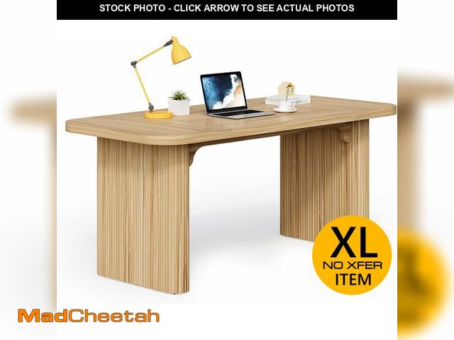 Lot 74-12899243 - (SOME DAMAGE) LITTLE TREE 62-Inch Home Office Computer Desk, Large Writing Desk with Textured Double...