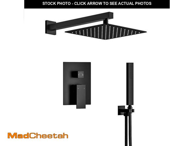 Lot 74-12934503 - YAWWALK Double Handles 2-Spray Tub and Shower Faucet 10 in. Square Shower Head 2.5 GPM in Matte Blac...