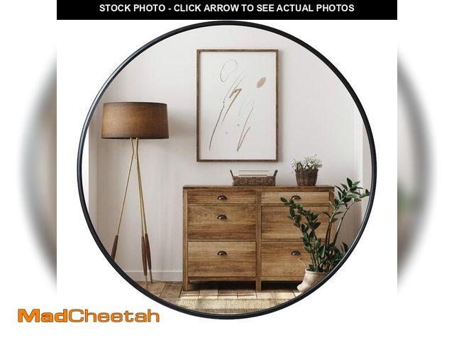 Lot 74-13122353 - Growsun 48 inch Large Round Mirror for Wall, Black Circle Mirror for Bathroom, Home Decor Mirrors - ...