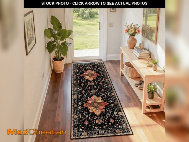 Lot 74-12606999 - RELEANY Area Rugs 2'x6' Washable Non-Slip, Floral Vintage Distress Print Pattern Medallion Carpet fo...