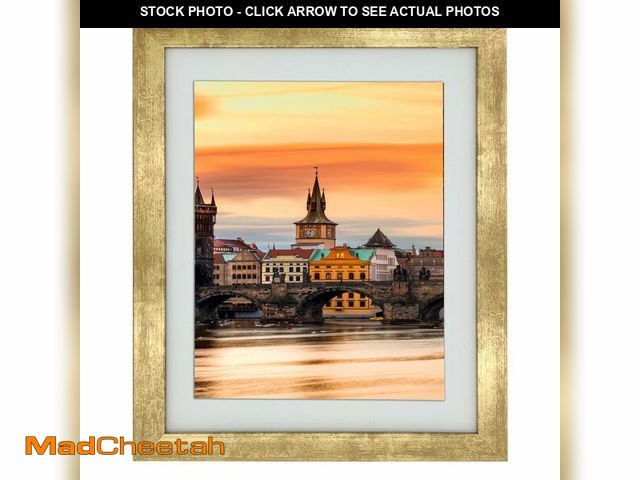 Lot 74-14425905 - EVQUIT 11x13 Photo Frame Gallery Picture frame with 8x10 mat,Freestanding and Wall Mountable,Gold - ...
