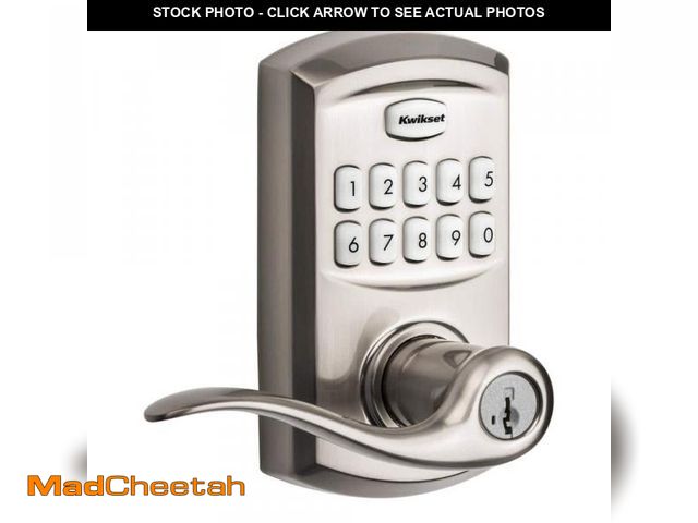 Lot 74-11826339 - Kwikset SmartCode 917 Satin Nickel Keypad Electronic Single-Cylinder Tustin Door Handle Featuring Sm...