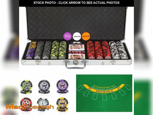 Lot 74-13710275 - (MISSING LARGE WHITE CHIP) ORIENGEAR Poker Chip Set with Denominations, 500 PCS 14 Gram Clay Composi...