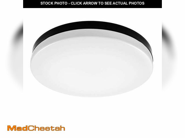 Lot 74-12690915 - *MISSING HARDWARE* Commercial Electric Flexinstall LED 12 in. Black Edge to Edge Lens Flush Mount Li...