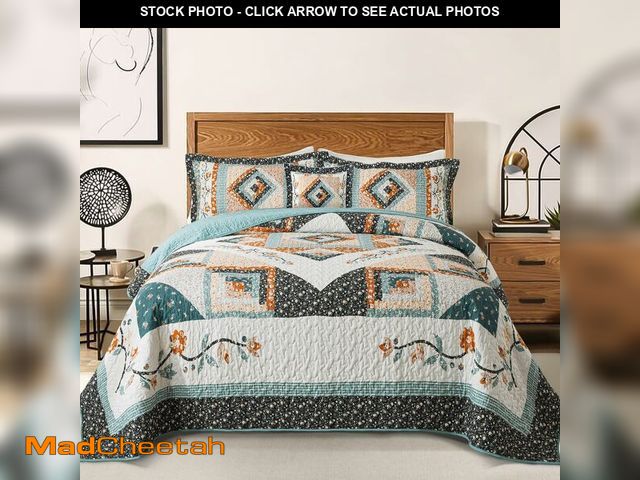 Lot 74-13712577 - BEDIFANY Cotton Quilts Queen Size Sets - Lightweight Bedspreads Queen Size - Lightweight Garden Styl...