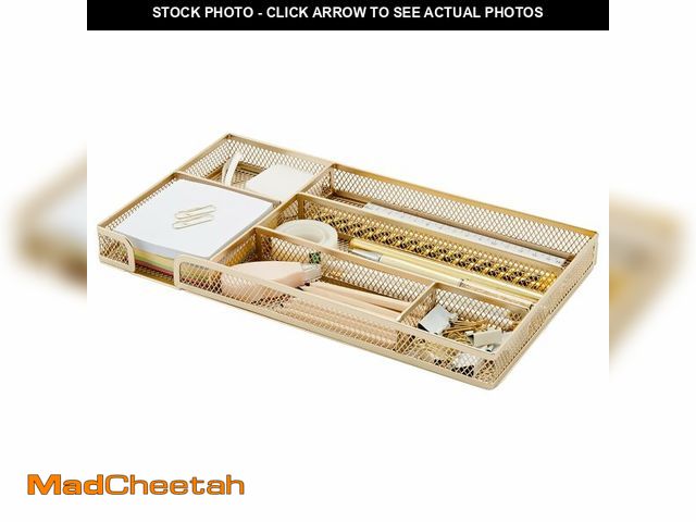 Lot 74-14264478 - Annova Desk Drawer Organizer Tray for Office Organization - Metal Mesh - Storage Tray with Dividers ...