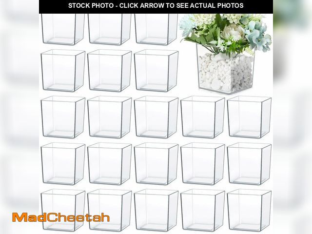 Lot 74-14214328 - Tioncy 4'' x 4'' 24 Pcs Cube Clear Flower Vase Acrylic Flower Vase Square Acrylic Container Cube Dec...