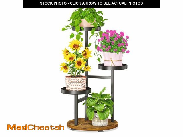 Lot 74-13626939 - LASZOLA Black 3 Tier Tall Metal Plant Stand Indoor for Large Planter, Heavy Duty Wrought Iron Vertic...
