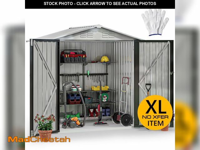 Lot 74-13791424 - DWVO 6x4ft Metal Outdoor Storage Shed, Large Heavy Duty Tool Sheds with Lockable Doors &amp; Air Ven...