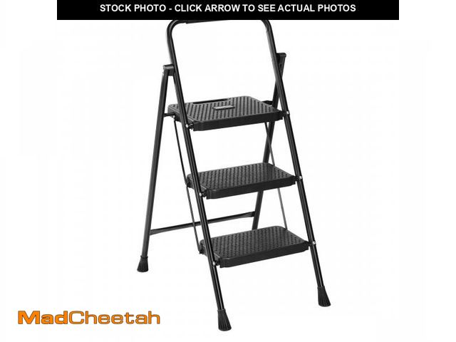 Lot 74-12480953 - edx 3 Step Ladder Portable Folding Step Stool Heavy Duty Anti-Slip Lightweight 800Lbs Capacity - UNU...