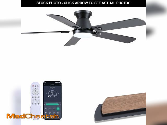 Lot 74-14298167 - iacaf Ceiling Fans with Lights, 52'' Low Profile Ceiling Fan with Light and Remote/APP Control, Dimm...