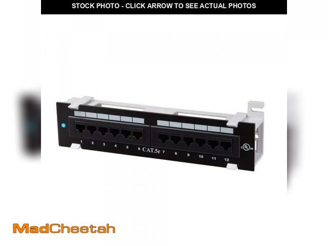 Lot 74-10892857 - Commercial Electric 12-Port Category 5e Mini Patch Panel with 89D Mounting Bracket 5112 - UNUSED