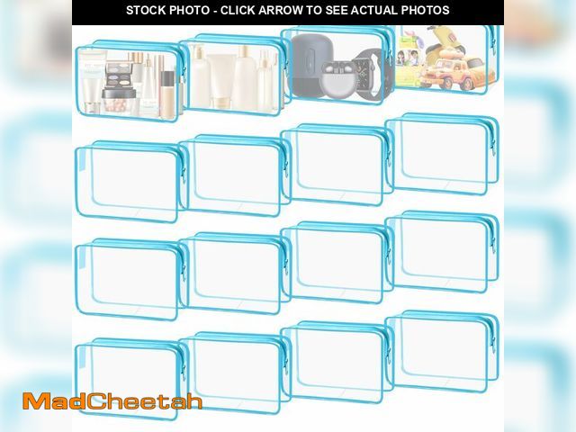 Lot 74-13550541 - YedsIntu 16 Pieces Clear Cosmetic Bags, PVC Clear Pouch with Zipper TSA Approved Toiletry Bag for Tr...