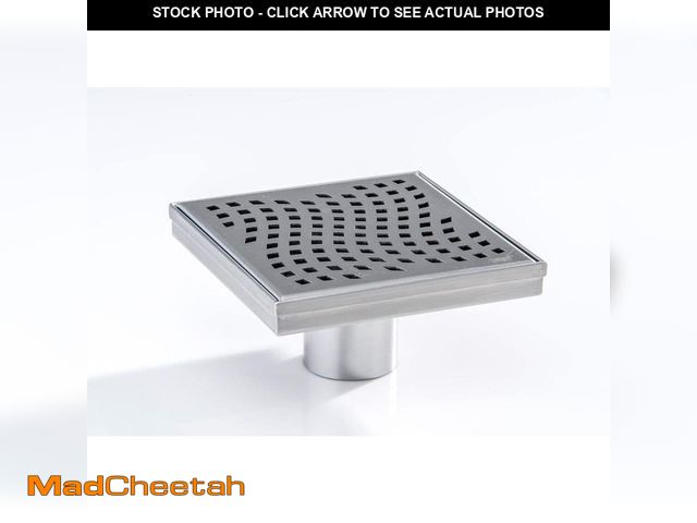 Lot 74-14322649 - Oatey Designline 6 in. x 6 in. Stainless Steel Square Shower Drain with Wave Pattern Drain Cover - U...