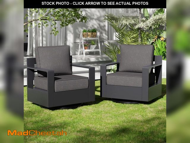 Lot 74-12745713 - (MISSING HARDWARE) Gardenbee 2-Piece Aluminum Armrest Outdoor Rocking Chair Set with Deep Seating an...
