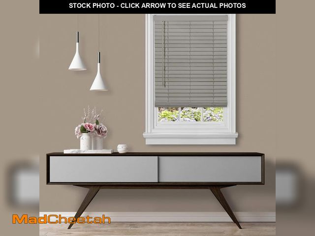 Lot 74-12510035 - Cordless Room Darkening Plantation Blind - 43 Inch Width, 64 Inch Length, 2" Vinyl Slat Size - Grey ...