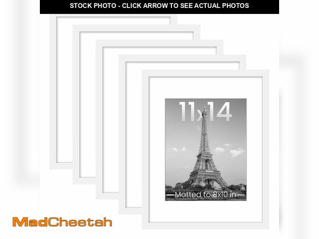 Lot 74-12718350 - upsimples 11x14 Picture Frame Set of 5, Display Pictures 8x10 with Mat or 11x14 Without Mat, Wall Ga...