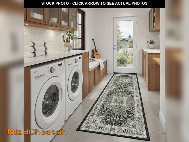 Lot 74-14061902 - Madane Washable Kitchen Runner Rug 2x6, Ultra-Thin Non-Slip Hallway Runner, Stain Resistant Vintage ...