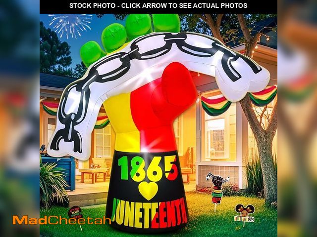 Lot 74-14210499 - KOOY 6FT Juneteenth Decoration, Inflatable Unshackled Fist Decoration, with LED Lights Blow Up for J...