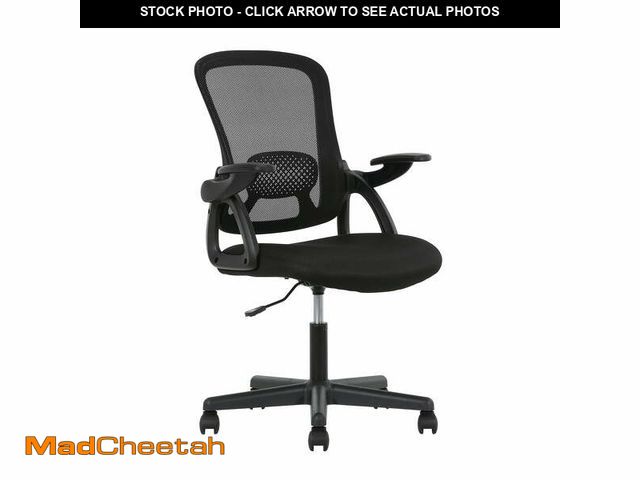 Lot 74-12685794 - (MISSING HARDWARE) Mainstays Ergonomic Mesh Back Task Office Chair with Flip-up Arms, Black Fabric, ...