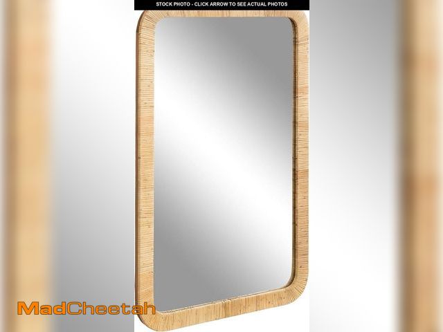 Lot 74-12170036 - Kate and Laurel Rahfy Boho Rectangle Rattan Wall Mirror; 24 x 36; Natural Wood; Decorative Rounded R...
