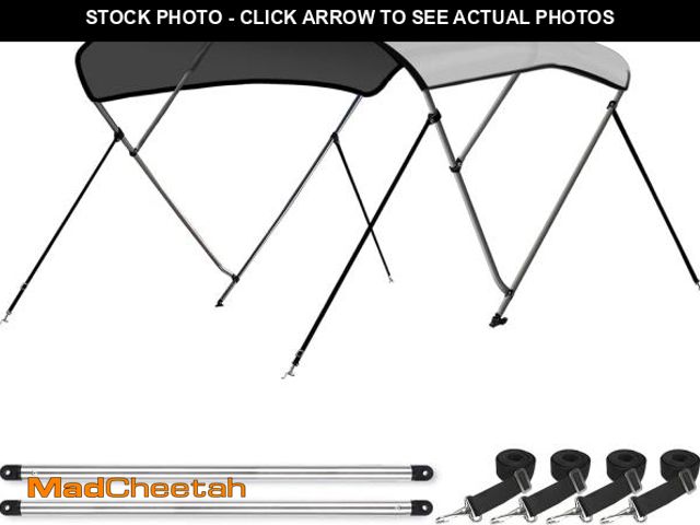 Lot 74-12165881 - Leader Accessories Light Grey 4 Bow 8'L x 54" H x 54"-60" W Bimini Top Boat Cover Include 4 Straps 2...