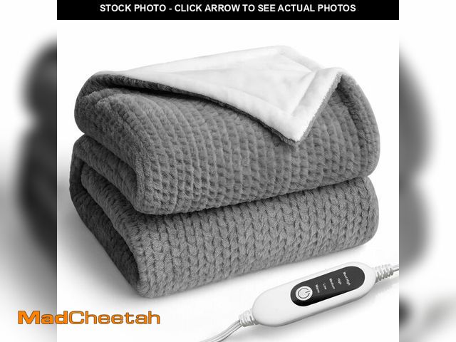 Lot 74-14048628 - Heated Blanket Electric Blanket,Cozy Faux Rabbit Fur &amp; Soft Flannel Warm Heater Throw Blanket wi...
