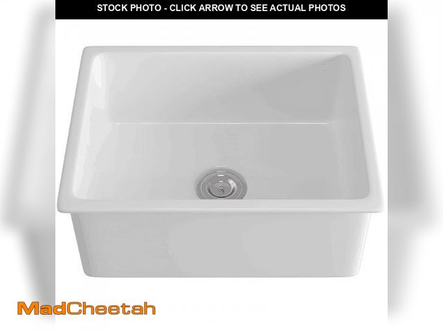 Lot 74-12201443 - Enbol 24 Undermount Kitchen Sink - 24x18 inch Undermount White Porcelain Kitchen Sink Single Bowl wi...