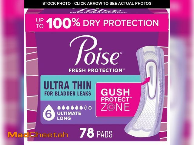 Lot 74-14430595 - Poise Ultra Thin Incontinence Pads &amp; Postpartum Pads for Bladder Leaks, 6 Drop Ultimate Absorben...