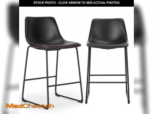 Lot 74-12479544 - EDX Counter Height Bar Stools Set of 2 With Back and Footrest, Metal Frame, 26 inch, Black - UNUSED