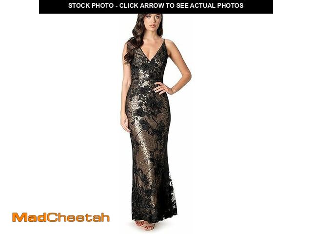 Lot 74-12840587 - Dress the Population Womens Sharon Bodycon Maxi Special Occasion, Brushed Gold Multi, X-Small US - U...