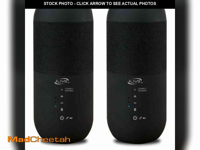 Lot 74-14315212 - iLive Indoor Outdoor IPX6 Waterproof Bluetooth Wireless Speakers with Removable Stakes in Black (Set...