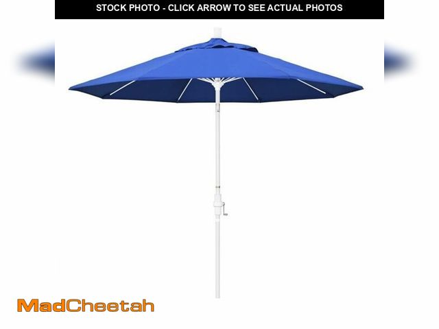 Lot 74-12898653 - California Umbrella 9' Round Aluminum Pole Fiberglass Rib Market Umbrella, Crank Lift, Collar Tilt, ...