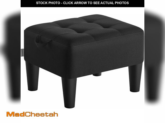 Lot 74-13041709 - SONGMICS Foot Stool with Legs, Small Footstool Ottoman, Linen-Look Fabric Seat with Thick Cushion, f...